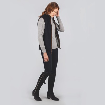 Ladies Reversible Merino/Cashmere Gilet Navy/Grey