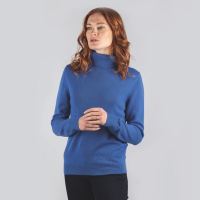 Ladies Merino Roll Neck Cobalt Blue