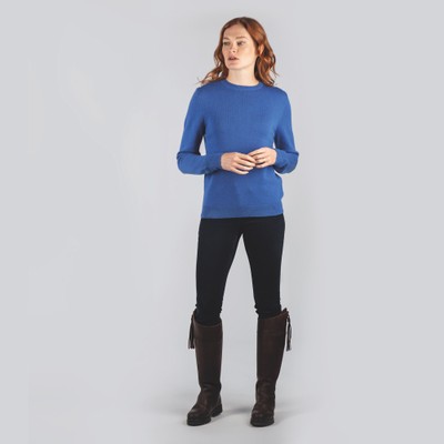 Ladies Merino Crew Neck Cobalt Blue