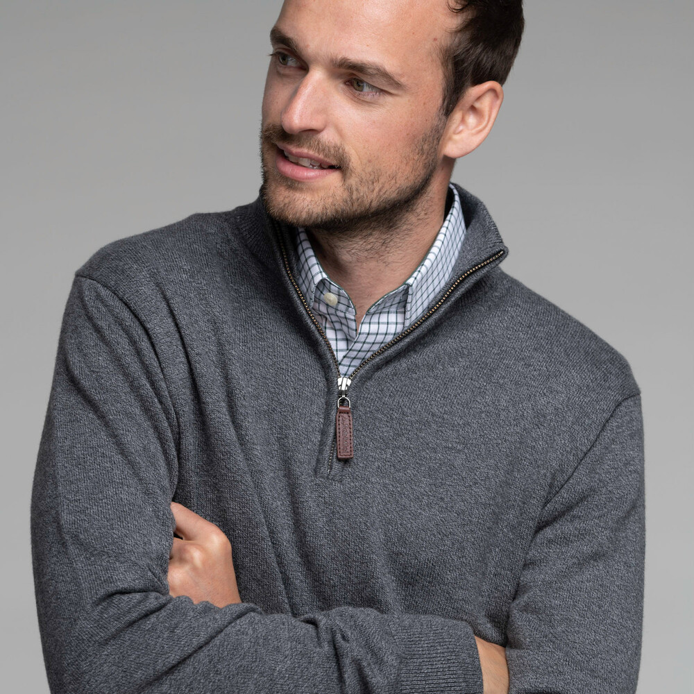 grey half zip jumper